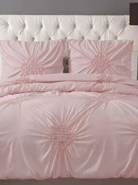 CHRISTIAN SIRIANO NEW YORK Georgia Rouched Blush FULL/QUEEN Duvet Set 3 Pcs